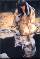 Indian woman with Wolf painting